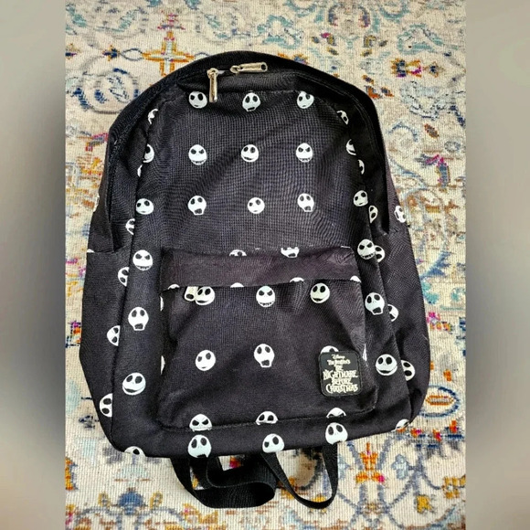 Loungefly Disney The Nightmare Before Christmas Jack Head Print Nylon Backpack. - Picture 2 of 15